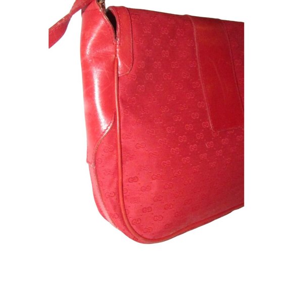 Vintage Gucci Red Micro Guccissima Print Canvas with Red Leather Crossbody - Picture 10 of 16